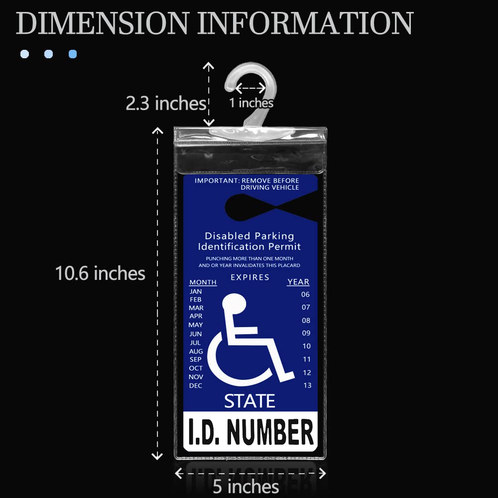 2 PCS Ultra Clear Handicap Placard Holder for Car - Durable Disabled Parking Sign Holder with Large Hook - Perfect for Windshield, Rearview Mirror & Vehicle Organization