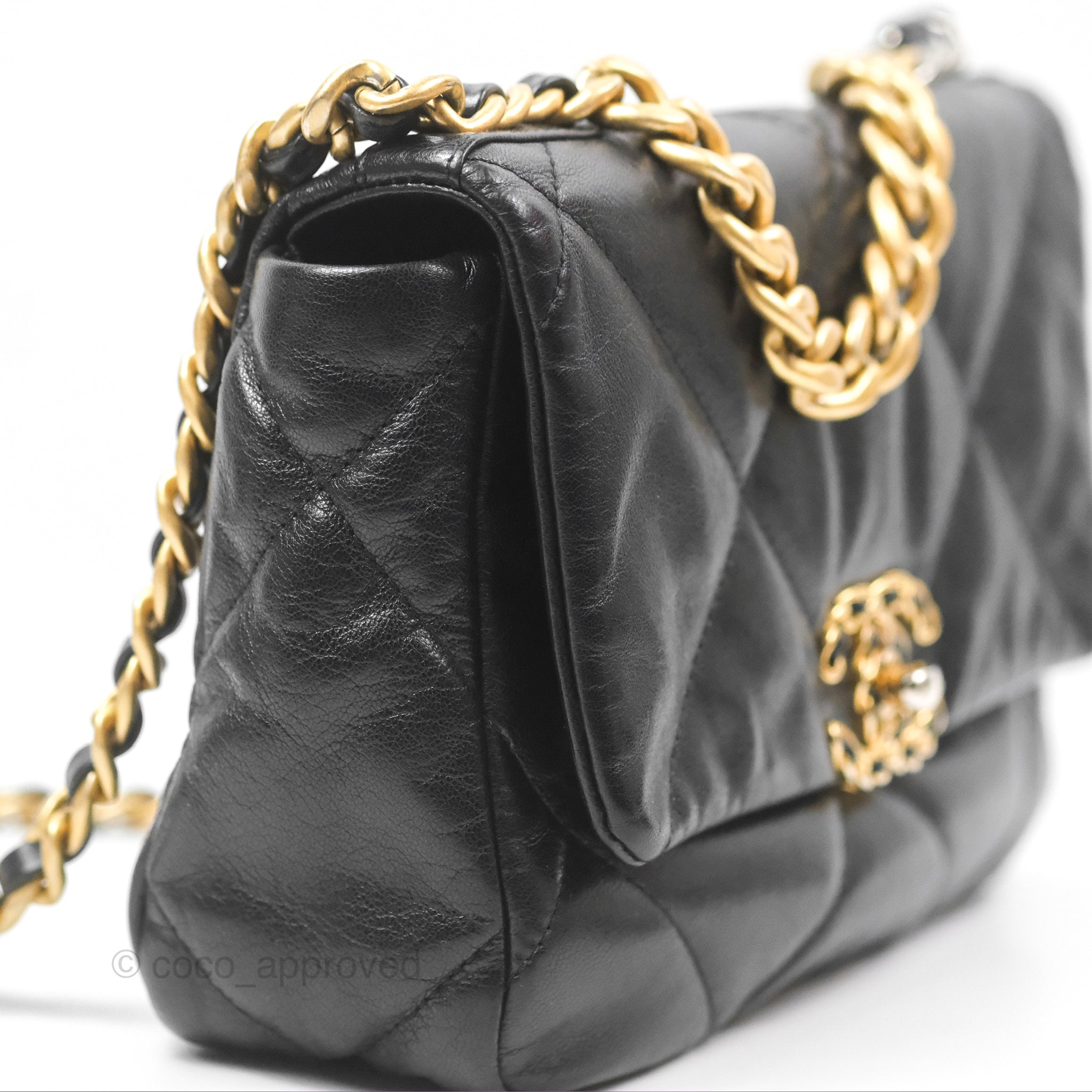 Chanel 19 Small Black Goatskin Leather Bag with Mixed Hardware - Luxury Crossbody Purse for Women, Perfect for Date Night & Evening Events