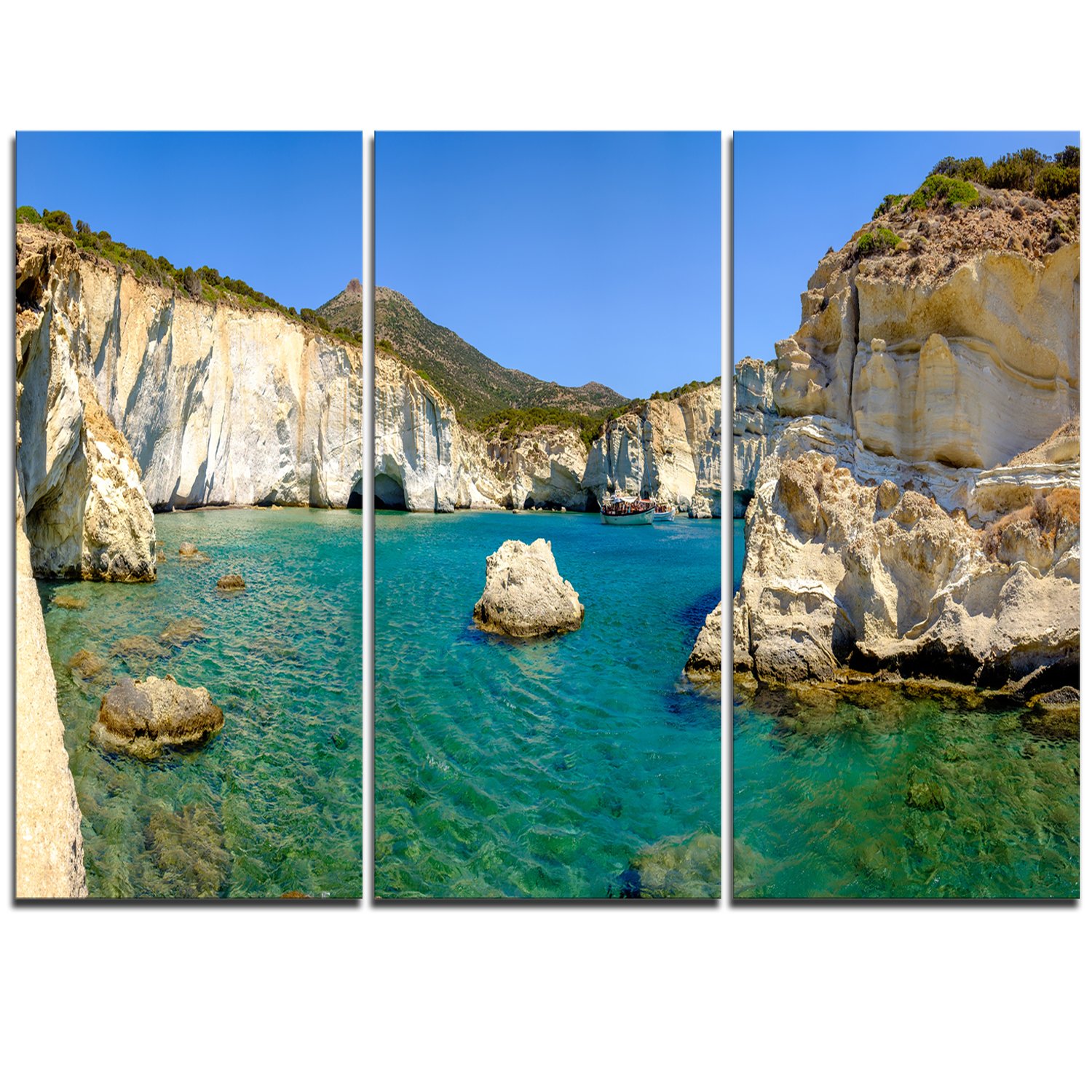 DesignQ Turquoise Ocean Beach Panorama Extra Large Seashore Canvas Wall Art - Perfect for Coastal Living Room, Bedroom & Beach House Decor