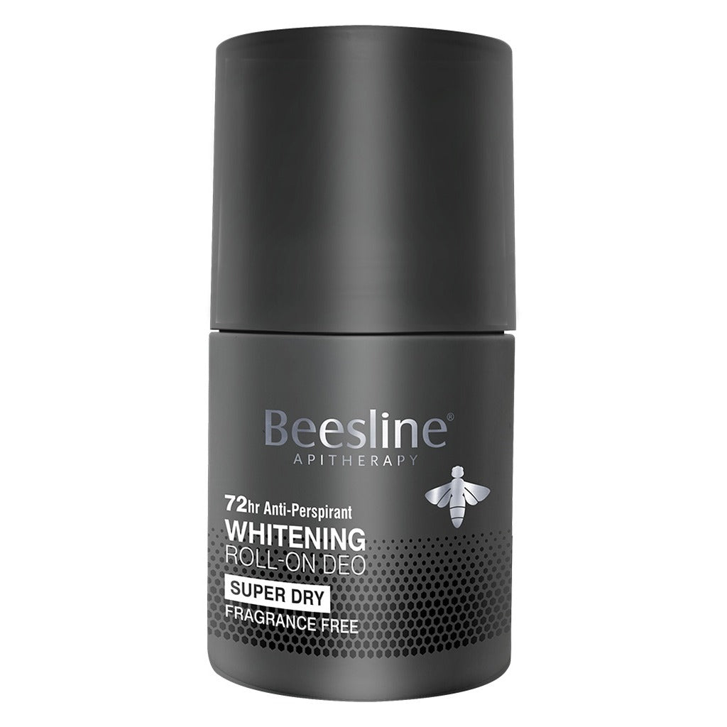 Beesline Apitherapy Men Whitening Roll On Deodorant - Super Dry, Fragrance Free 50ml | Natural Whitening & Odor Protection for Men | Gym, Work & Daily Use