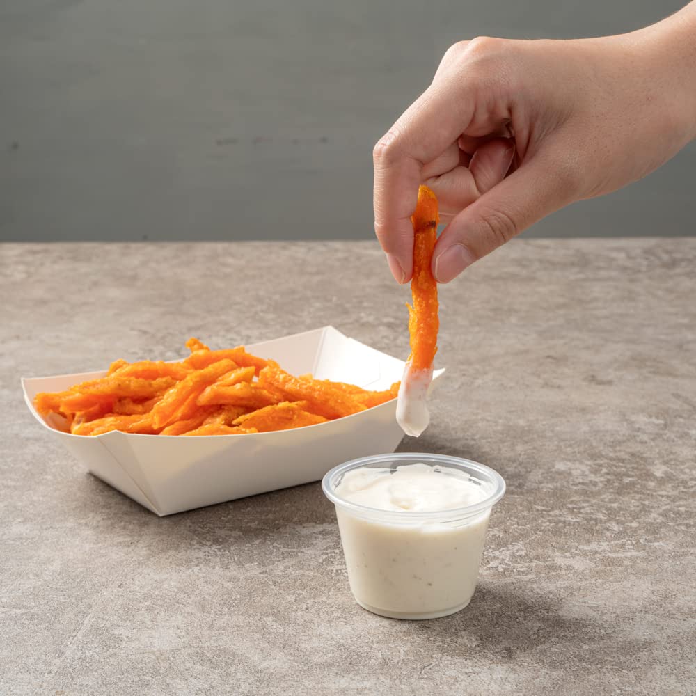 Restaurantware Bio Tek 1/2 Pound Disposable Paper Food Trays - 400 Heavy-Duty Greaseproof White Food Boats for Snacks, Appetizers, Treats | Perfect for Parties, Carnivals, Food Trucks & Catering Events