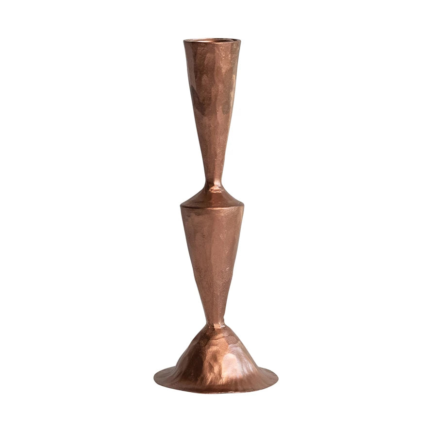 Hand-Forged Copper & Cast Iron Taper Candle Holder - Vintage Home Decor for Dining Table, Wedding Centerpiece & Romantic Ambiance