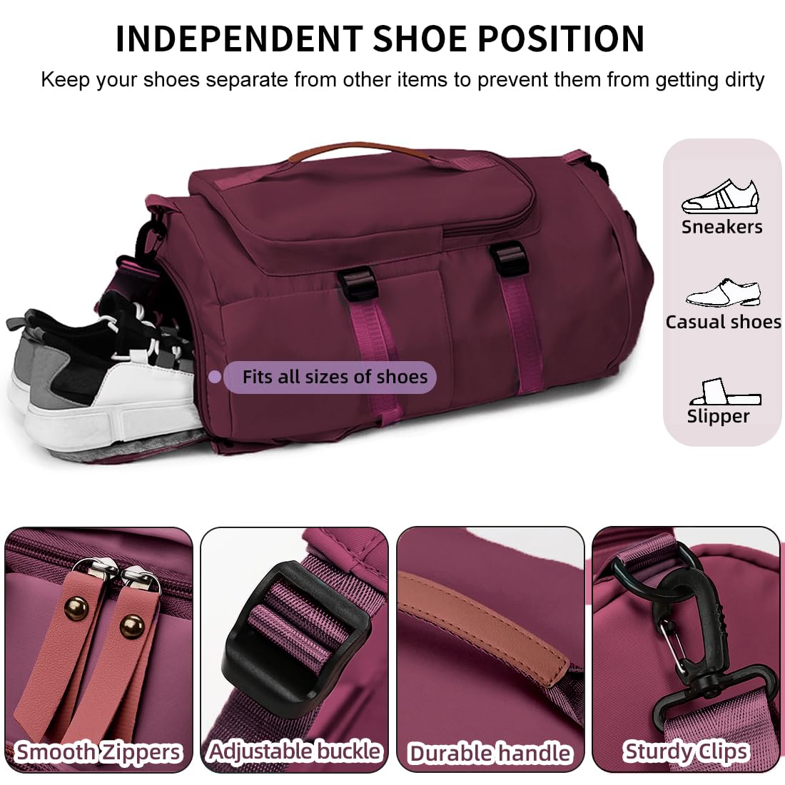 Premium Sports Duffle Bag for Men & Women - Large Gym Bag, Travel Backpack & Weekender Overnight Bag with Separate Shoes Compartment (Purple) - Perfect for Gym, Travel, Sports & Weekend Getaways