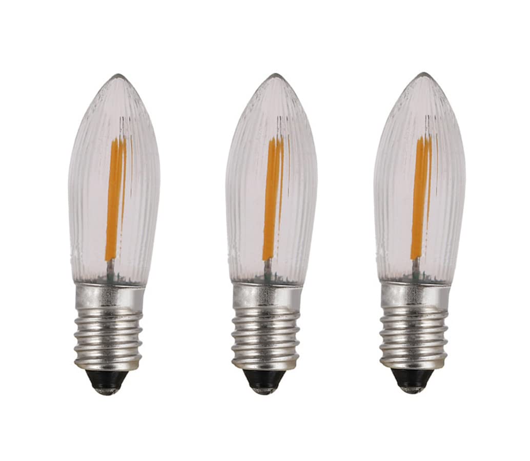 E10 COB LED Candle Bulb - 10 Pack Warm White Christmas Lights, 14V-55V AC, 0.2W Screw Base Replacement for Holiday Decorations, Tree Lighting, and Home Ambiance