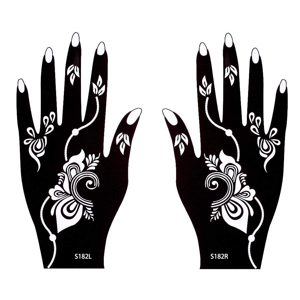 Ivana's Henna Stencils for Hand, Body, Finger & Face - Mehndi Tattoo Stickers for Women, Girls & Kids (Pack of 2) - NIV-46 | Perfect for Weddings, Festivals & DIY Body Art