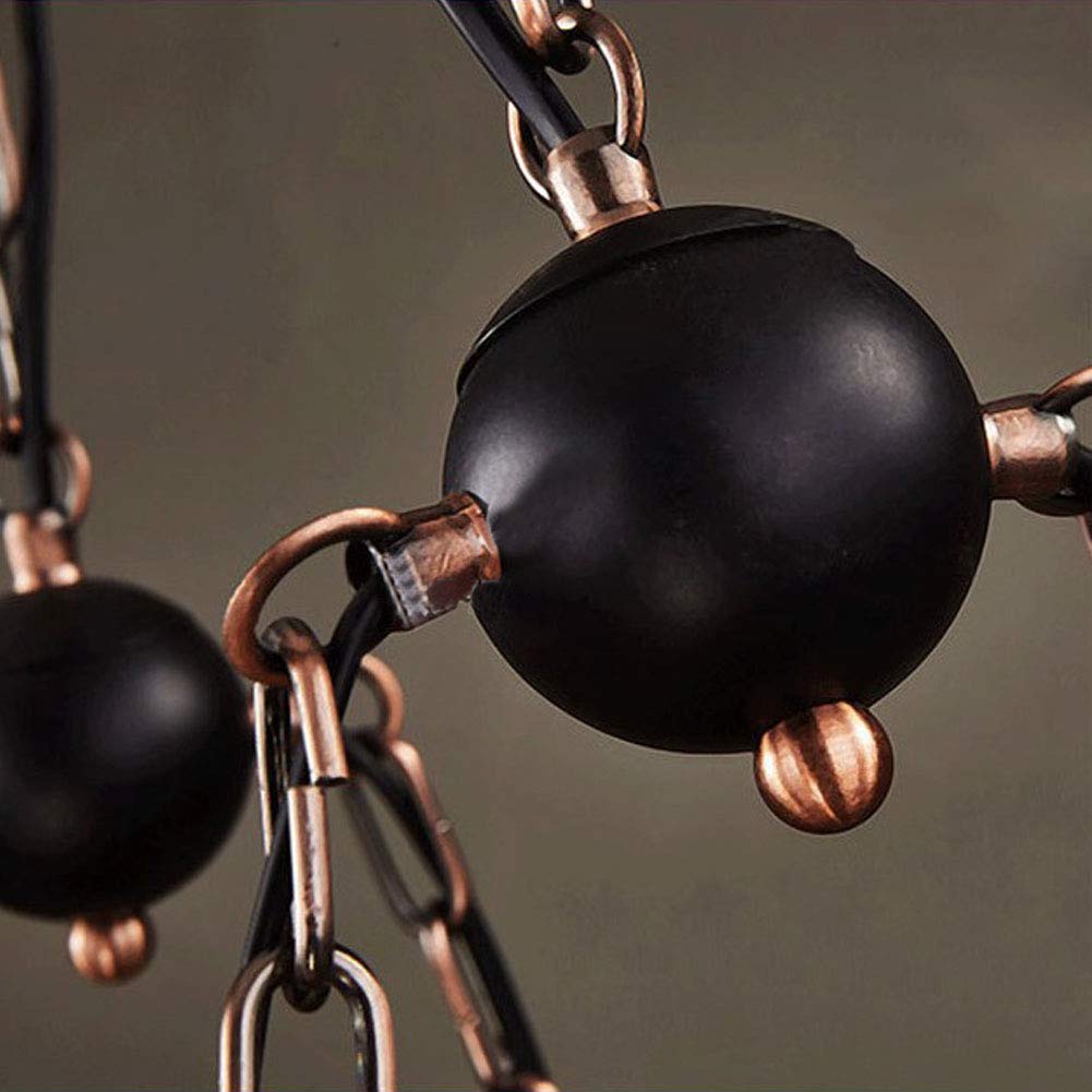 BTDH 8/4 Lights Industrial Vintage Wooden Chandelier - Adjustable Hanging Pendant Light Fixture for Farmhouse, Cafe, Bar & Restaurant - Perfect for Dining Room, Kitchen Island & Commercial Spaces (4 Lights)