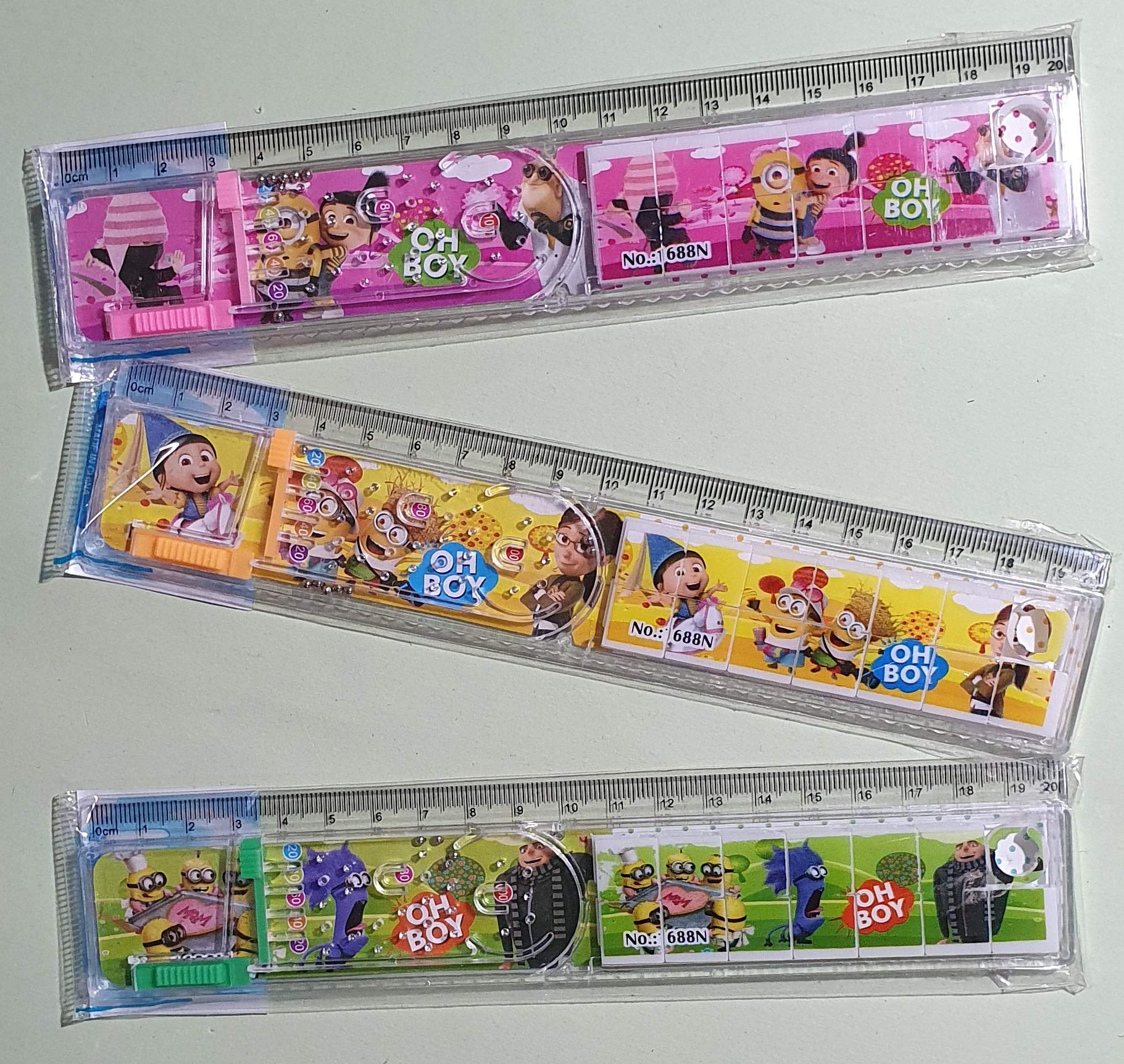 Aagaj® 20cm Multi-Function Long Scale with Ball Game & Puzzle - Pack of 3 | Perfect for School Kids, Birthday Return Gifts, Math Learning & Classroom Activities