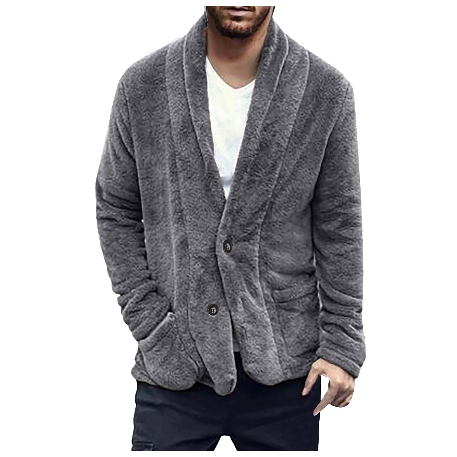 Men's Sherpa Lined Hoodie - Soft Fuzzy Pullover Sweatshirt with Front Pocket, Long Sleeve Winter Warm Fleece Jacket for Outdoor Sports & Casual Fall Wear