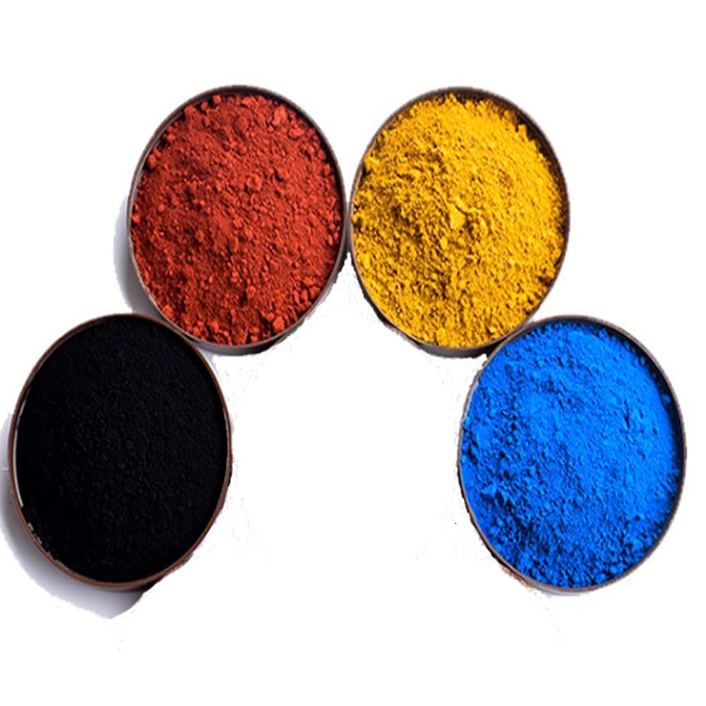 200g Iron Oxide Powder Set (4 Packs) - Black, Yellow, Red & Blue Concrete Pigment for Cement & Mortar | 50g Each | DIY Crafts, Staining, Coloring Projects