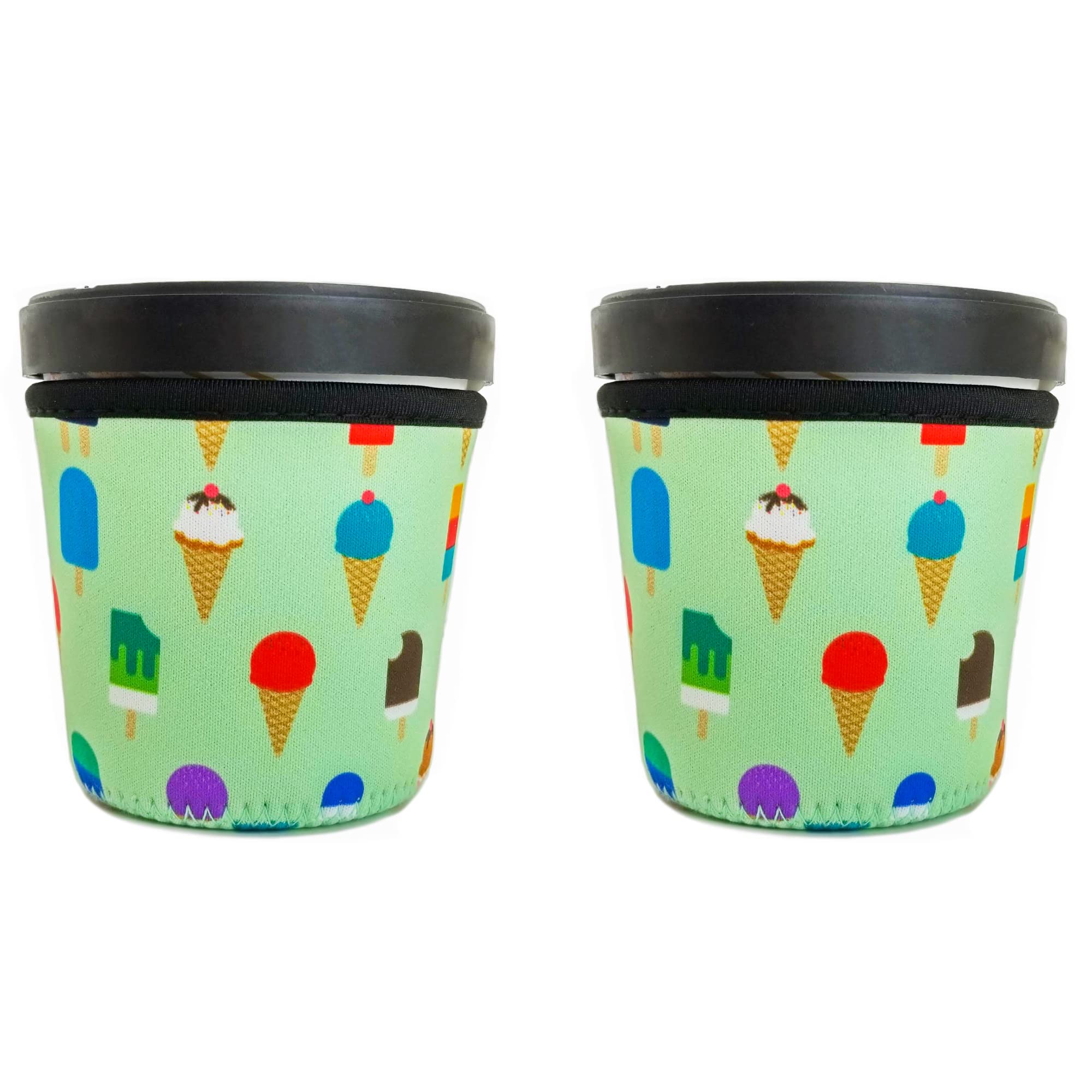 Fizdro Ice Cream Pint Holder - 2 Pack Non-Slip Gel Freezer Container for Ice Cream, Gelato, Sorbet - Perfect for Parties, Picnics & Home Storage