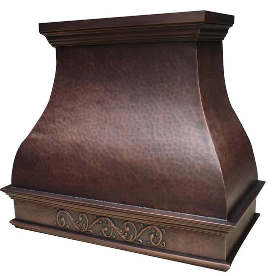 Vintage Custom Copper Range Hood with Apron - RHM CT VH02A 1 | Classic Kitchen Ventilation for Farmhouse & Rustic Style Homes