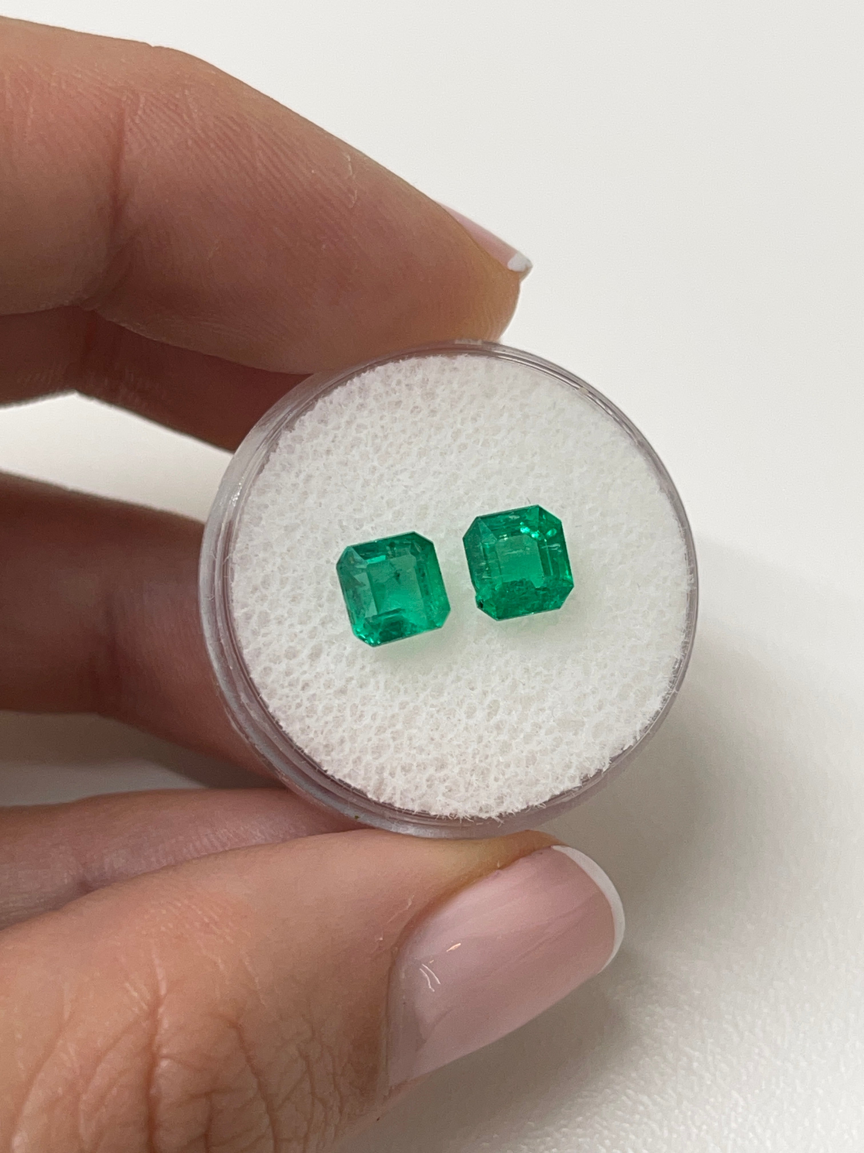2.19tcw 6x6mm AAA Matching Muzo Green Loose Colombian Emeralds - Asscher Cut Gemstones for Jewelry Making, Engagement Rings & Luxury Gifts