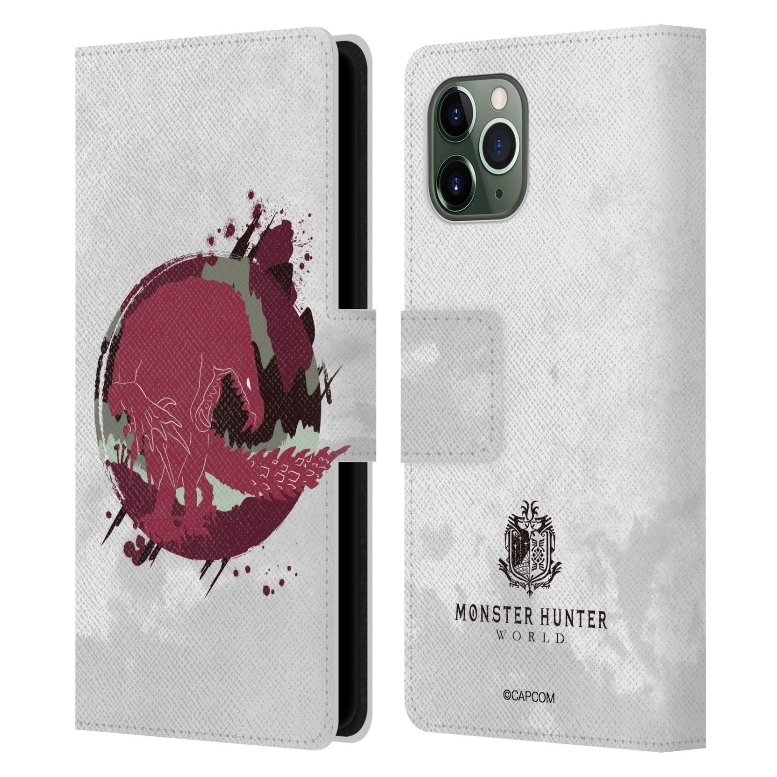 Monster Hunter World Odogaron iPhone 11 Pro Case - Officially Licensed Leather Wallet Cover with Silhouette Design for Everyday Protection & Style