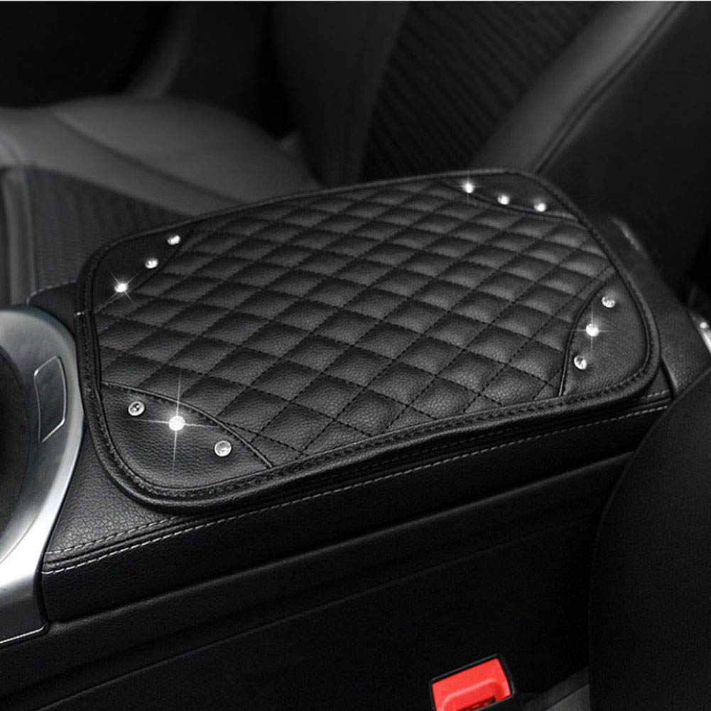 EGABNG Universal PU Leather Car Center Console Armrest Cover Protector - Non-Slip Comfort for Sedans, SUVs & Trucks (Driving & Road Trips)