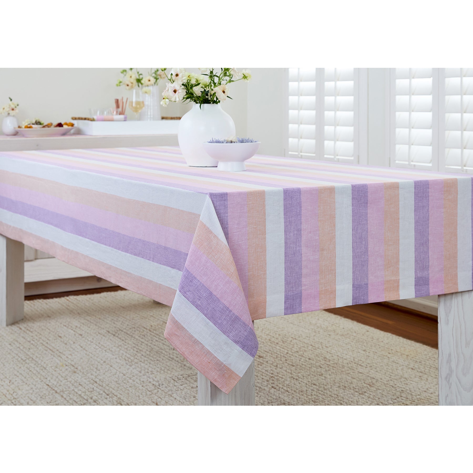 Premium Gelato Stripe Tablecloth - Waterproof & Wrinkle-Resistant Rectangular Table Cover for Dining, Parties & Outdoor Events
