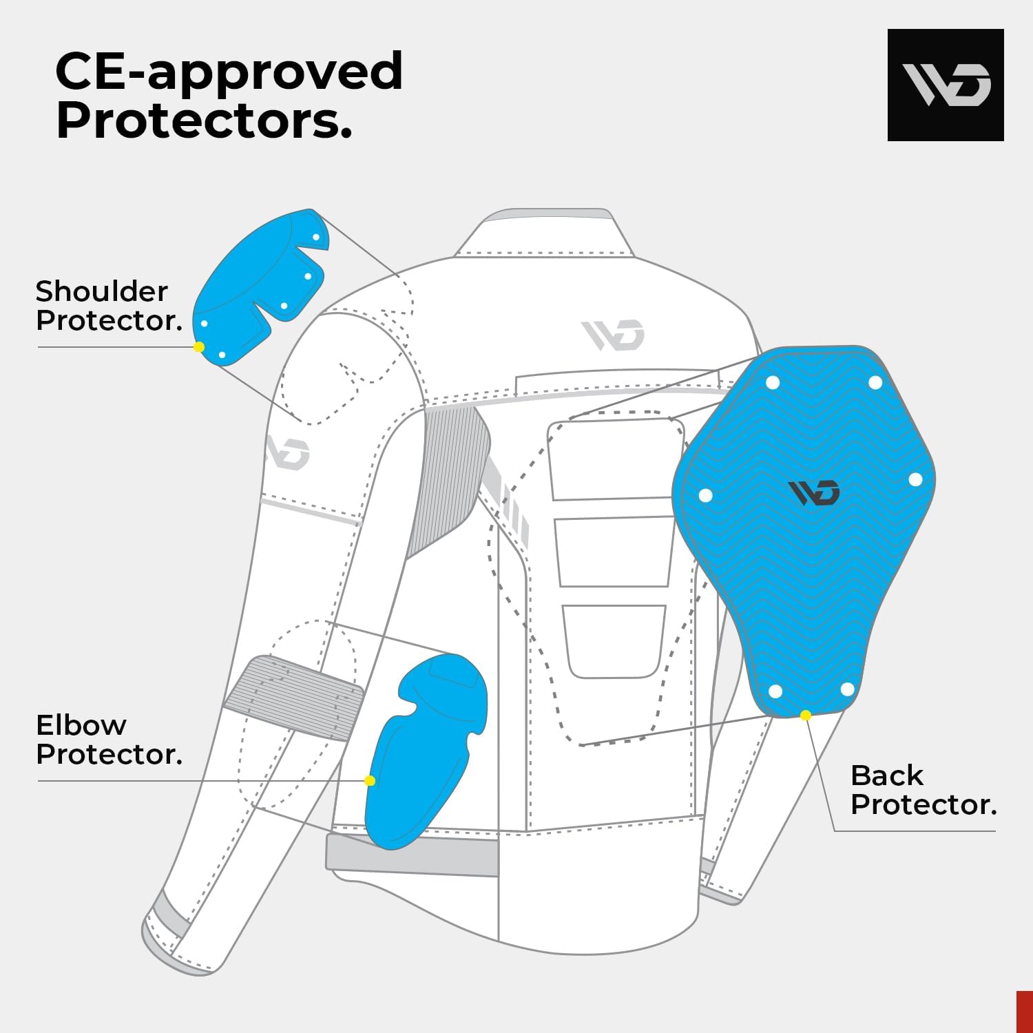WD Men's CE Armored Motorcycle Jacket - Breathable Cordura Fabric with Padding & Reflective Strips for Night Visibility - Vegas 2.0 Powersports Protective Gear (Red, 4XL) - Ideal for Street Riding, Commuting & Adventure Tours