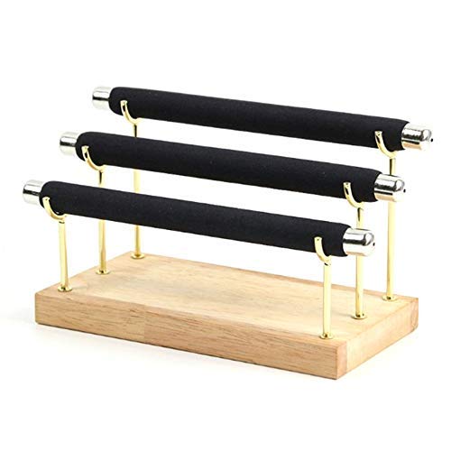 Wooden Jewelry Display Stand - Ring Holder & T-Bar Display for Bracelets, Anklets, Necklaces - 2-Piece Set with Cosmetic Cases - Perfect for Retail Stores, Boutiques, and Jewelry Organizers