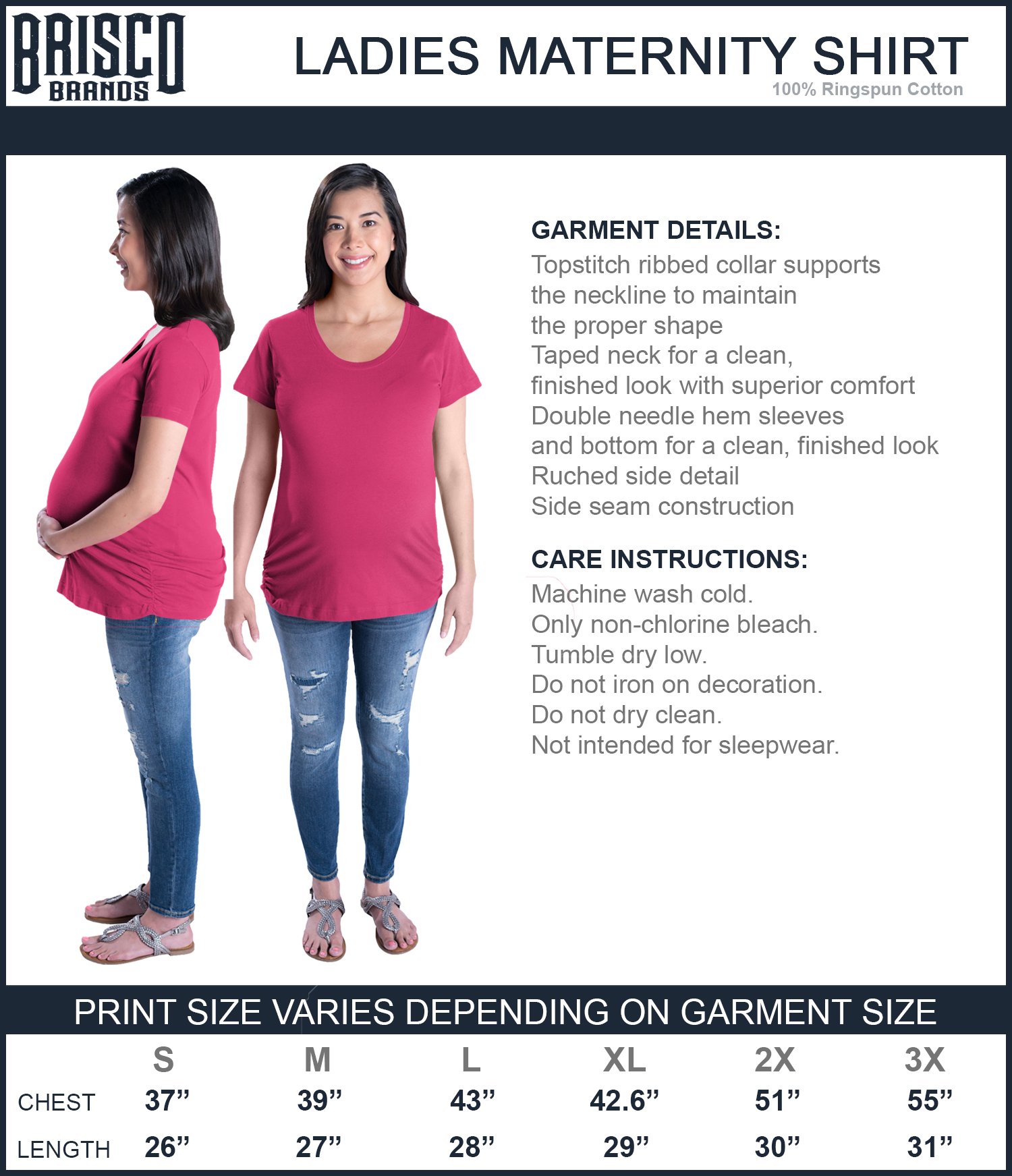 Brisco Brands Women's Maternity T-Shirt - Funny 'Don't Eat Watermelon Seeds' Pregnancy Tee for Expecting Moms | Comfortable Cotton Shirt for Baby Showers, Maternity Photos & Casual Wear