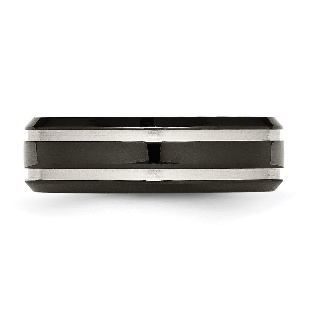 7mm Titanium Black Ion Plated Grooved Wedding Band Ring for Women - Elegant Bridal & Engagement Jewelry, Perfect Gift for Her - Ideal for Proposals, Anniversaries & Special Occasions