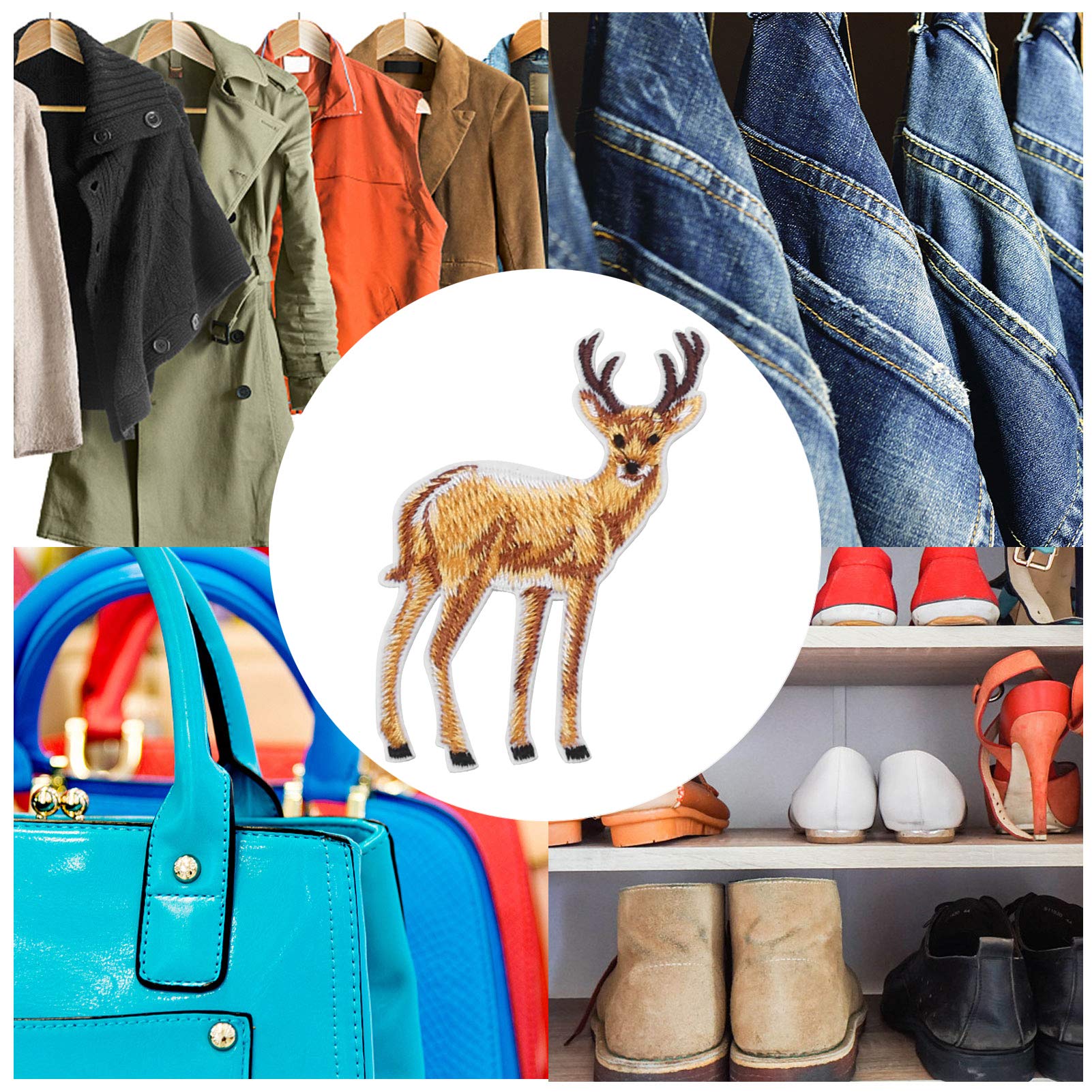 01 Embroidered Iron-On Patches - Deer Design for Clothing, Bags & DIY Crafts | Perfect for Customizing Jackets, Backpacks & Denim