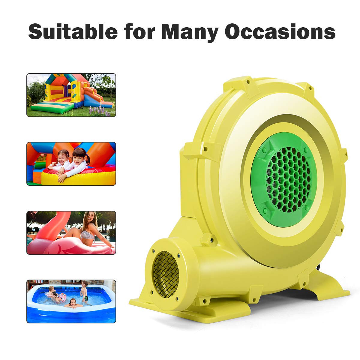 GOFLAME 735W 1HP Electric Air Blower Fan for Inflatables - Portable & Powerful Bounce House Blower for Jump Slides, Bouncy Castles, Party Rentals - Ideal for Outdoor Events, Birthday Parties, and Backyard Fun