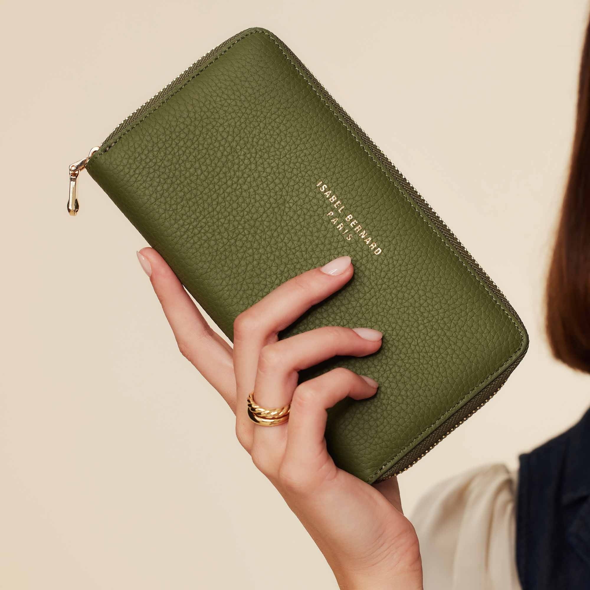 Isabel Green Calfskin Leather Handbag and Wallet Set for Women - Luxury Gift for Mother's Day, Birthday & Travel Accessories