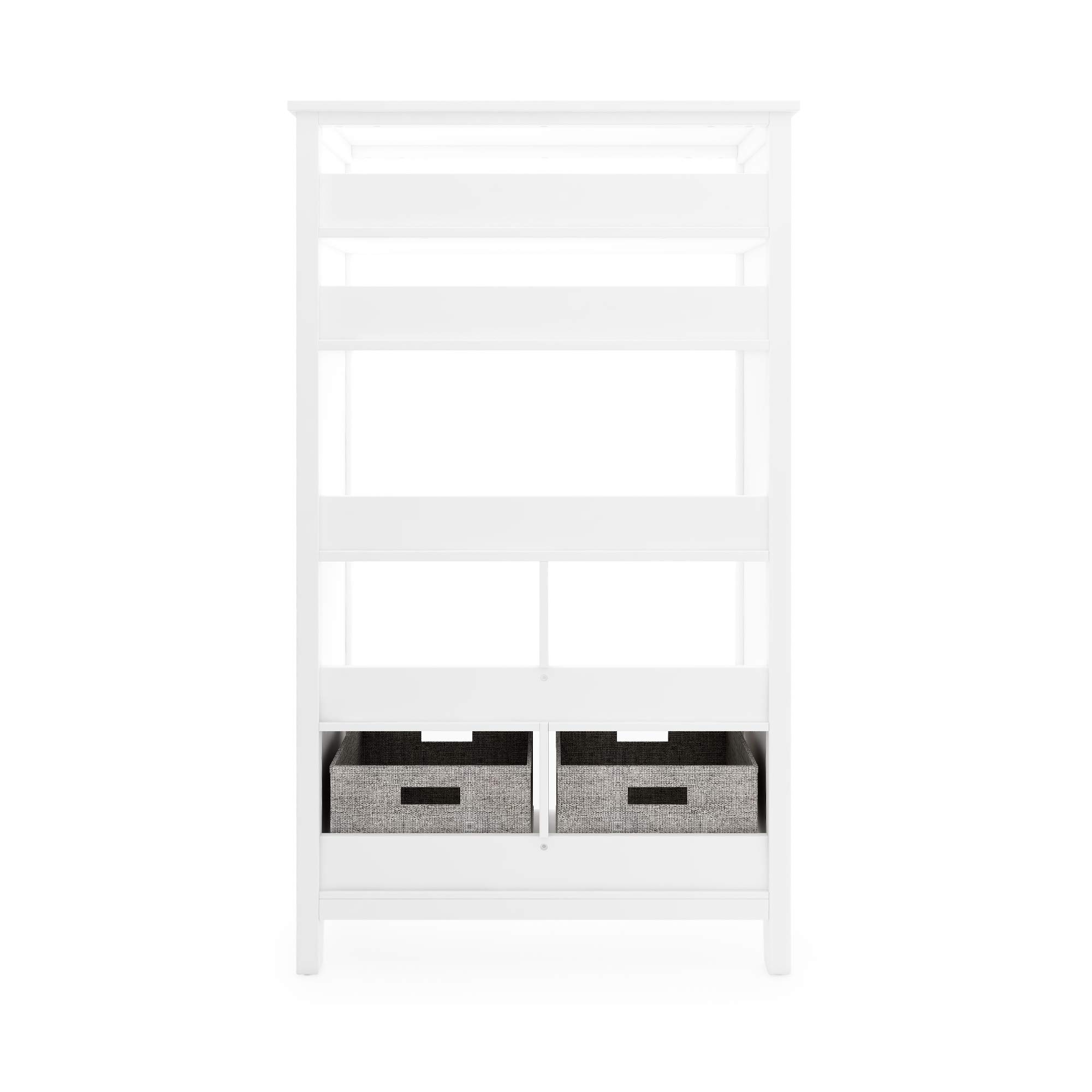 Martha Stewart Kids' Tall Bookcase - 48 Inch Wooden Storage Organizer with Fabric Bins, Creamy White - Perfect for Playroom, Bedroom & Nursery Organization