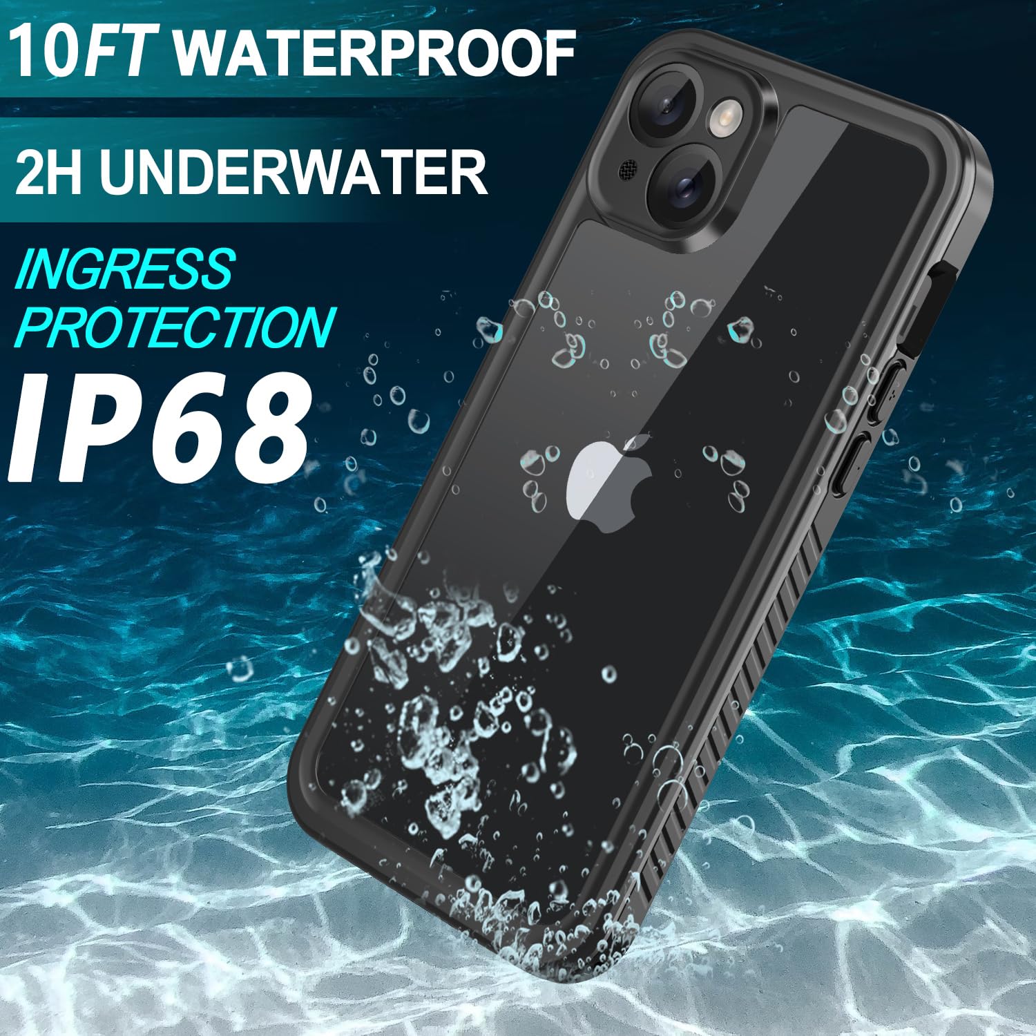 **iPhone 15 Waterproof Case 10FT - Military Grade Shockproof & Dustproof Protection with Built-in Screen Protector | Magsafe Compatible | Heavy Duty Phone Cover for Outdoor, Swimming & Extreme Sports (Black-FS)**