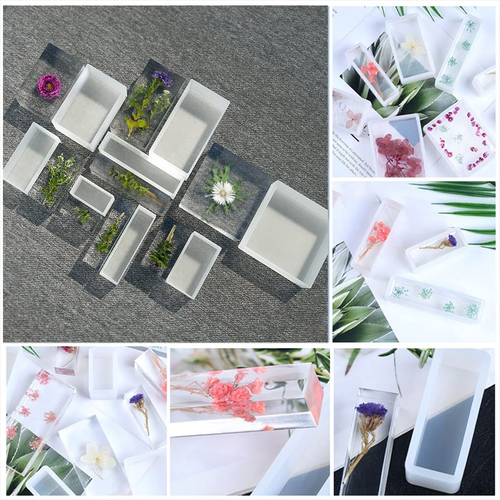 FineInno 9PCS Epoxy Resin Molds Set - Square, Rectangle & Ball Silicone Molds for DIY Jewelry, Soap Making, Dried Flower Crafts, Pendant Casting - Perfect for Resin Art, Home Decor & Gift Making Projects
