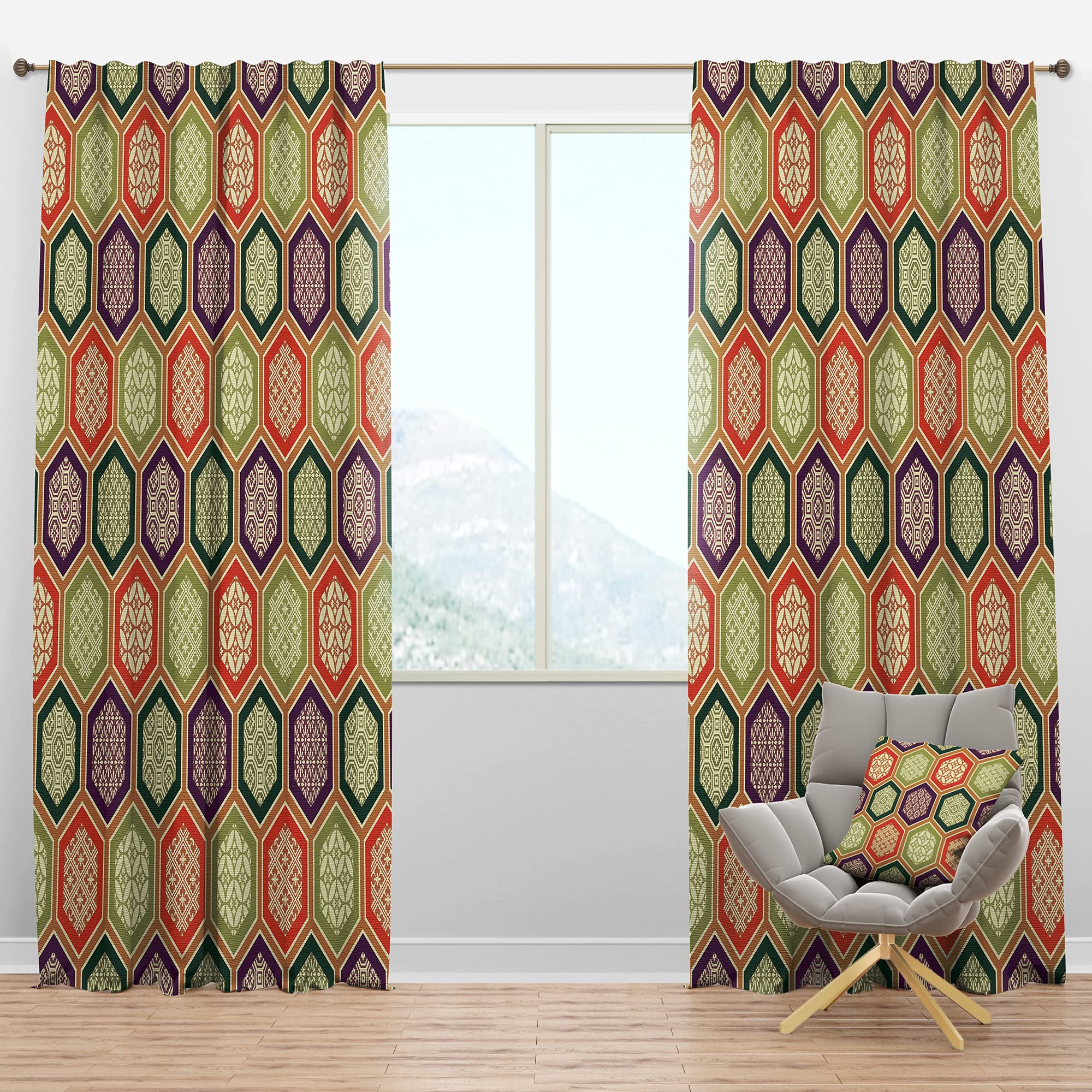 Traditional Japanese Pattern Blackout Curtains - Thermal Insulated Room Darkening Drapes for Bedroom & Living Room (52x90, Single Panel) - Perfect for Home Decor, Privacy & Light Control