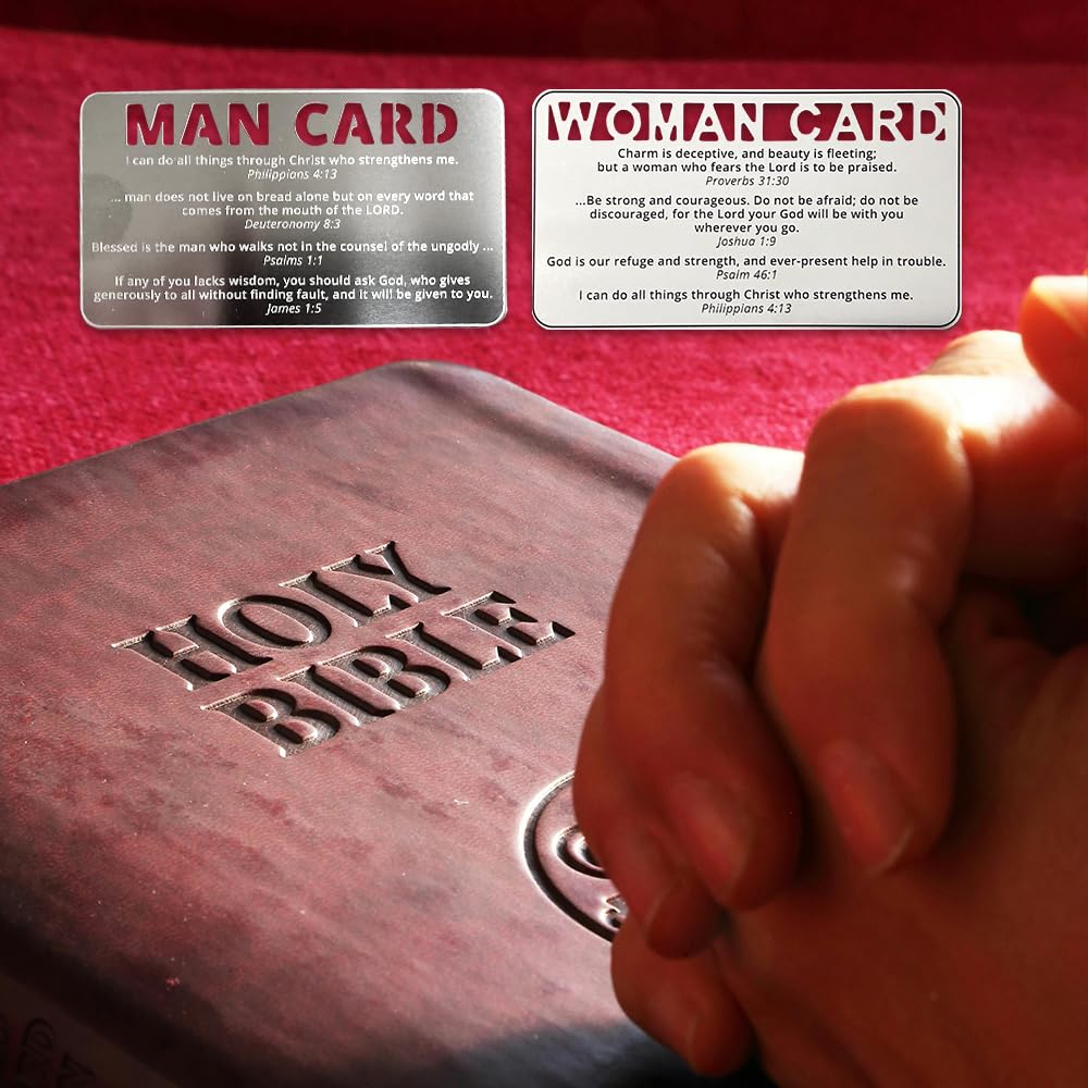 3.5 x 2 Inch Metal Bible Verse Prayer Cards - Inspirational Christian Gifts for Men & Women (5 Pack) - Perfect for Wallets, Daily Devotion, and Spiritual Encouragement
