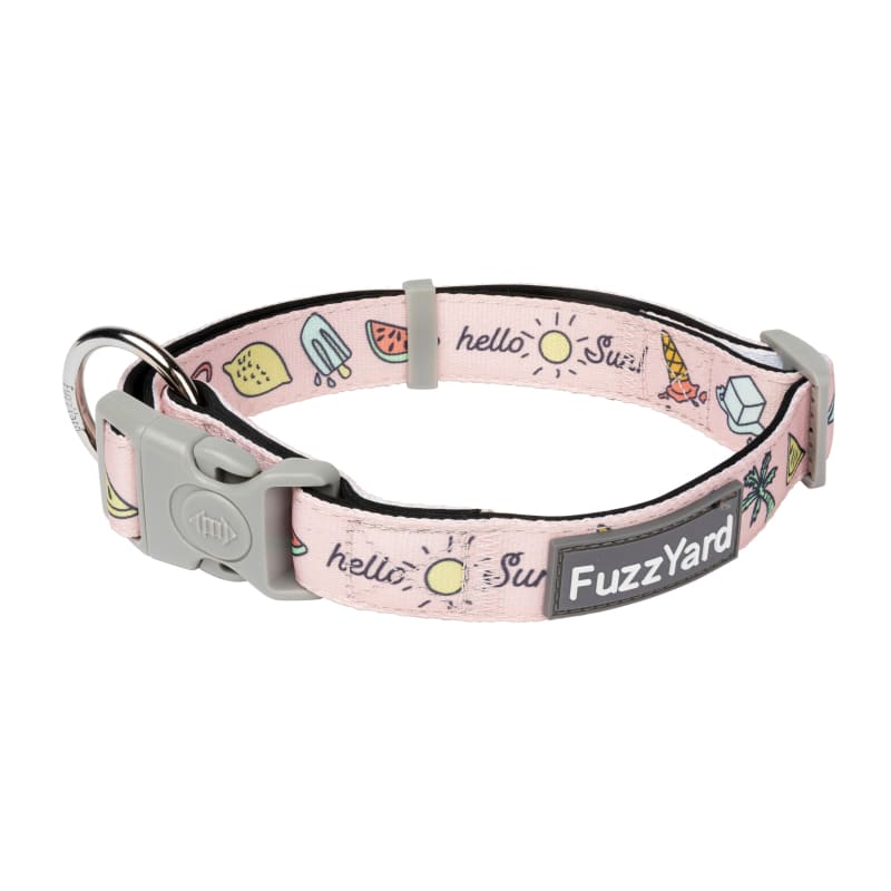 Fuzzyard Hello Sun Dog Collar - Adjustable Pet Collar with Reflective Stripes (3 Sizes) for Small, Medium & Large Dogs - Perfect for Daytime Walks & Nighttime Safety