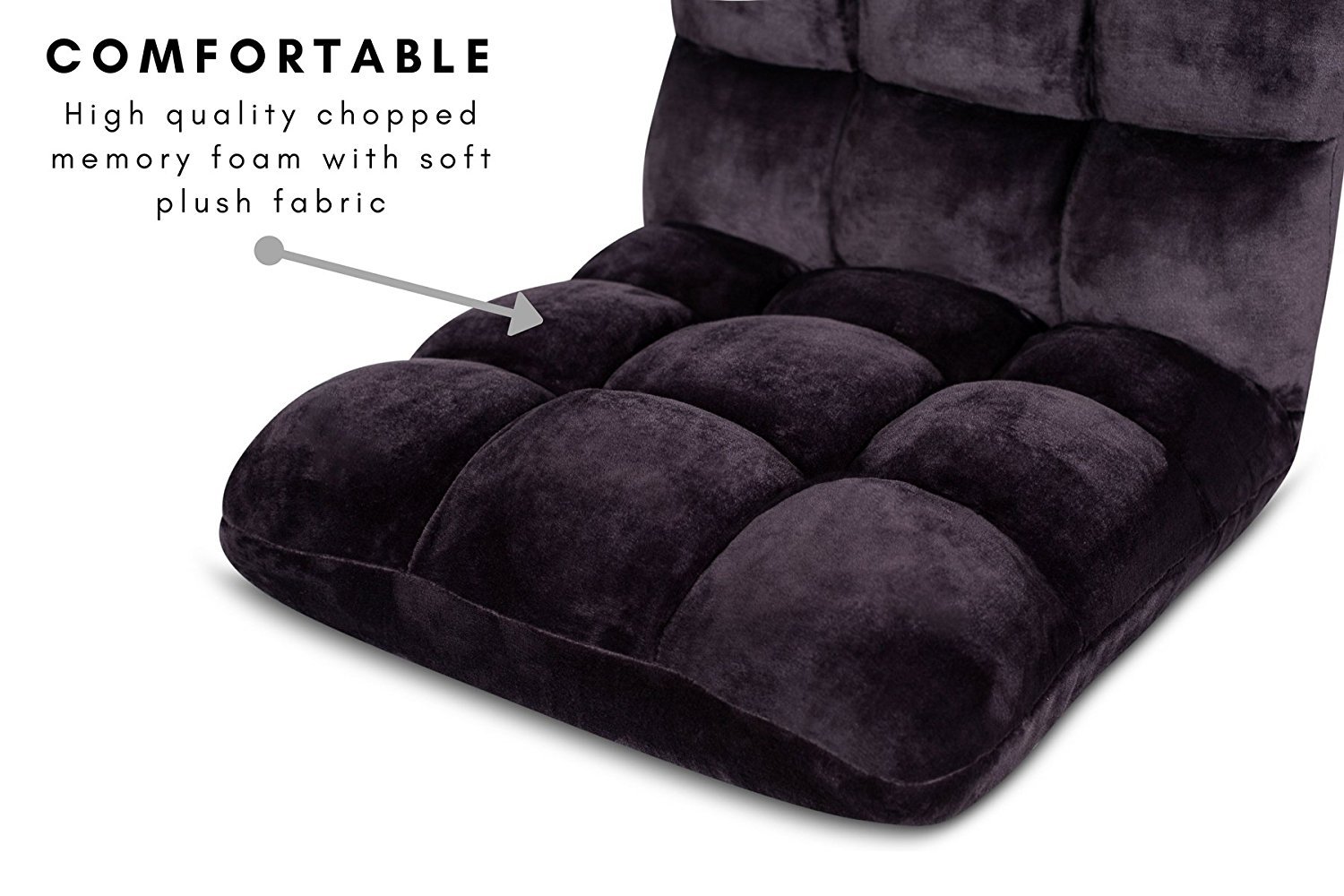 Adjustable Memory Foam Floor Chair by BIRDROCK HOME - Ergonomic Gaming Chair, Reading & Meditation Seat - Foldable Floor Cushion for Kids & Teens - Comfortable Eggplant Purple Floor Sofa - Perfect for Living Room, Bedroom & Dorm Use
