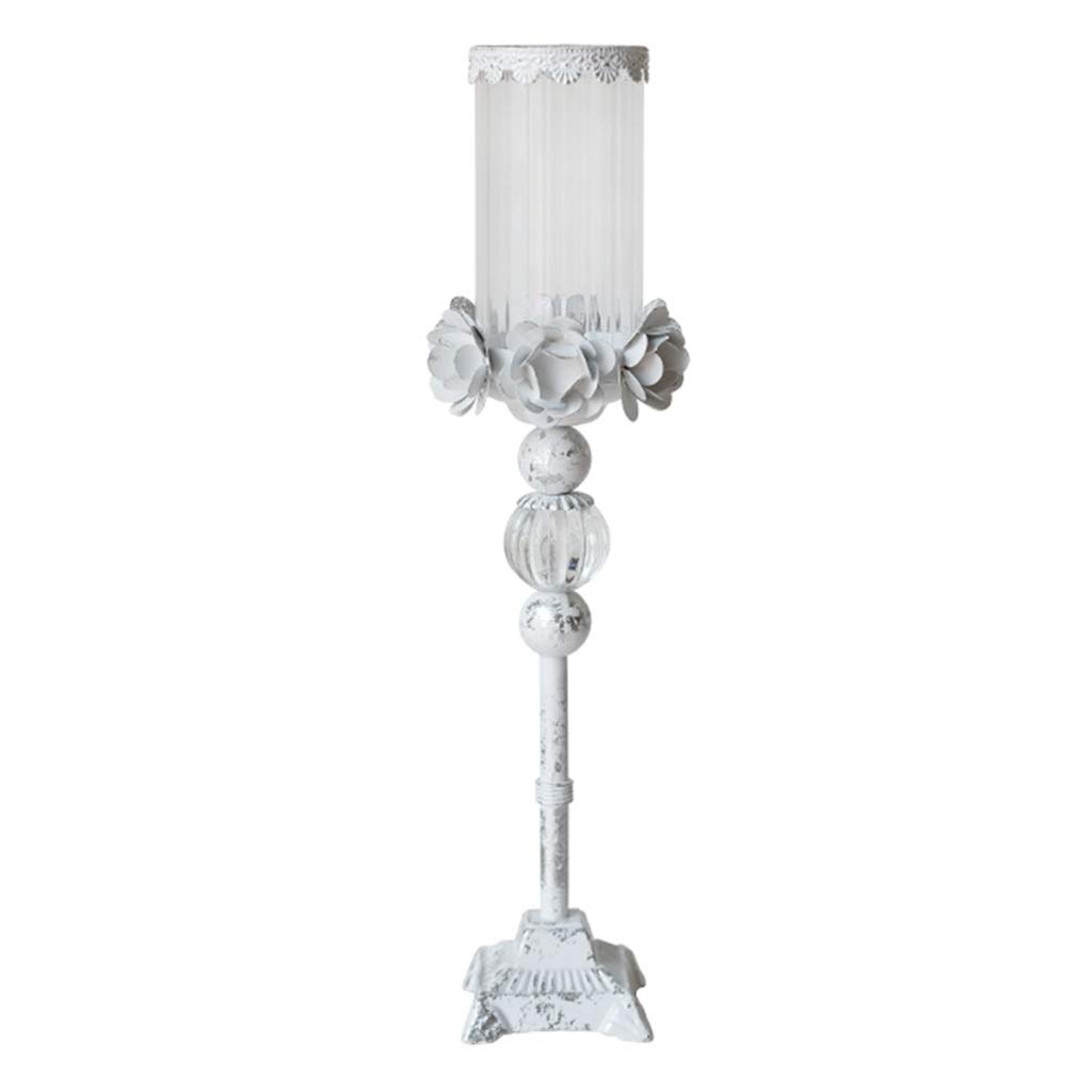 Vintage Ostrich Feather Candle Holders - Nordic Style White Candle Vase for Dining Table Decor, Home Centerpiece & Wedding Decorations (12 x 47cm)