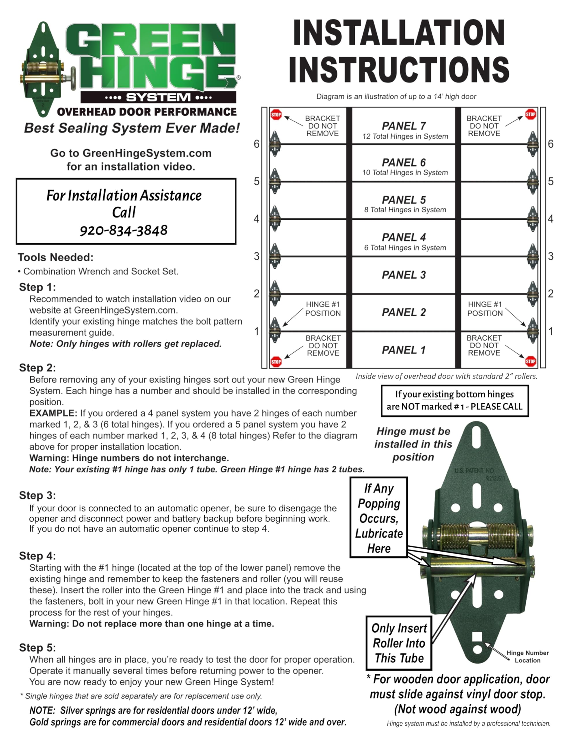 Energy Saving Garage Door Hinge - Heavy Duty Residential & Commercial Use for 5 Panel Doors (12' to 20' Wide) | Durable Construction for Smooth Operation | Perfect for Home Garages, Warehouses & Auto Shops | MFG# C4416-50