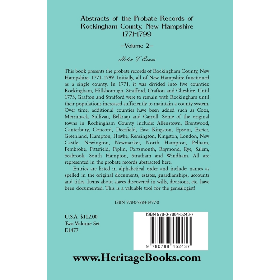 Probate Records of Rockingham County New Hampshire - 2 Volume Genealogy Set for Family History Research & Ancestry Documentation