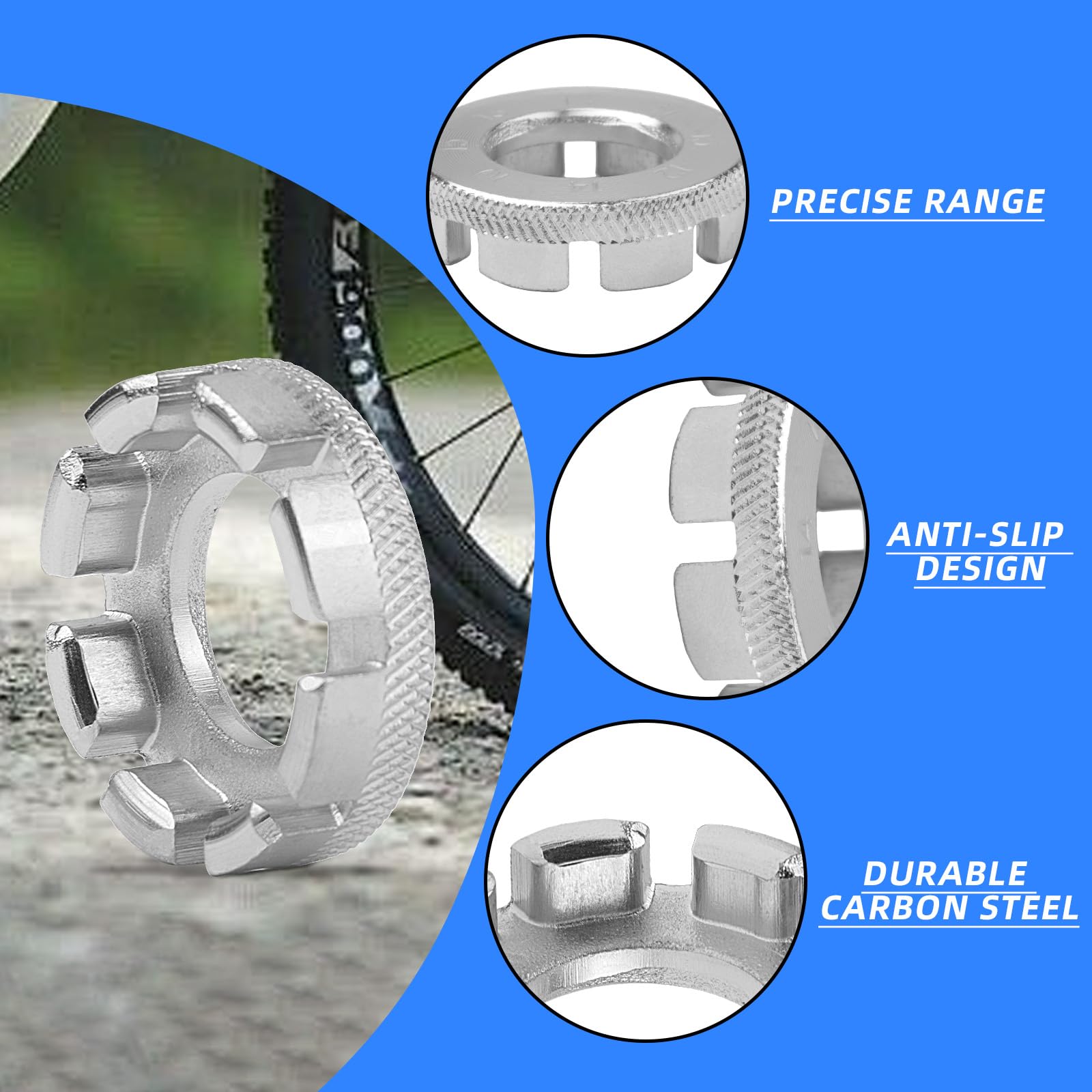 2-Piece Stainless Steel Bike Spoke Wrench Set - Professional Spoke Tension Meter & Rim Truing Tool Kit for Bicycle Repair & Maintenance - Perfect for Road Bikes, Mountain Bikes & DIY Bike Tuning