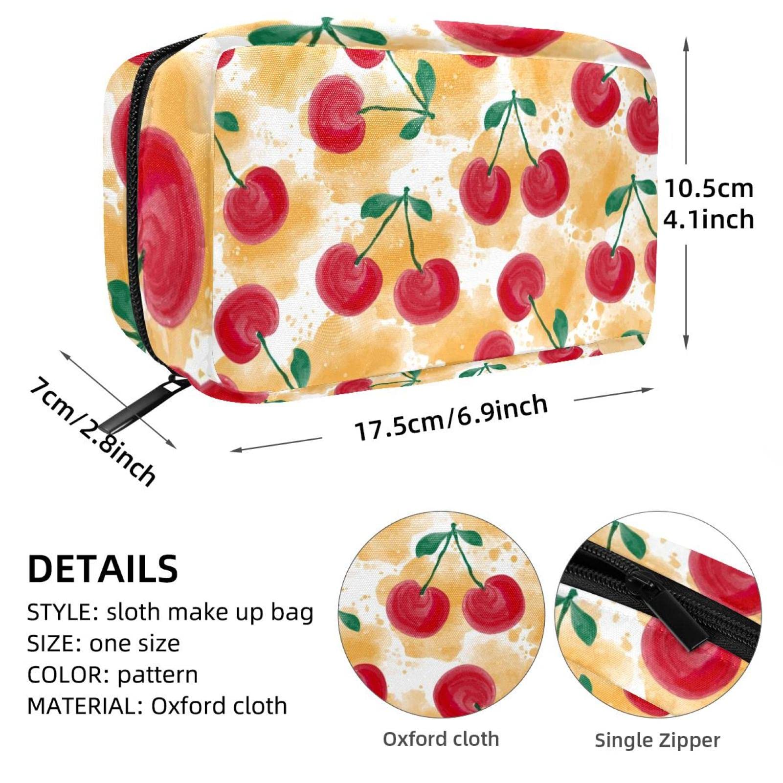 Women's Red Cherry Cosmetic Bag - Travel Makeup Pouch for Toiletries & Organizer