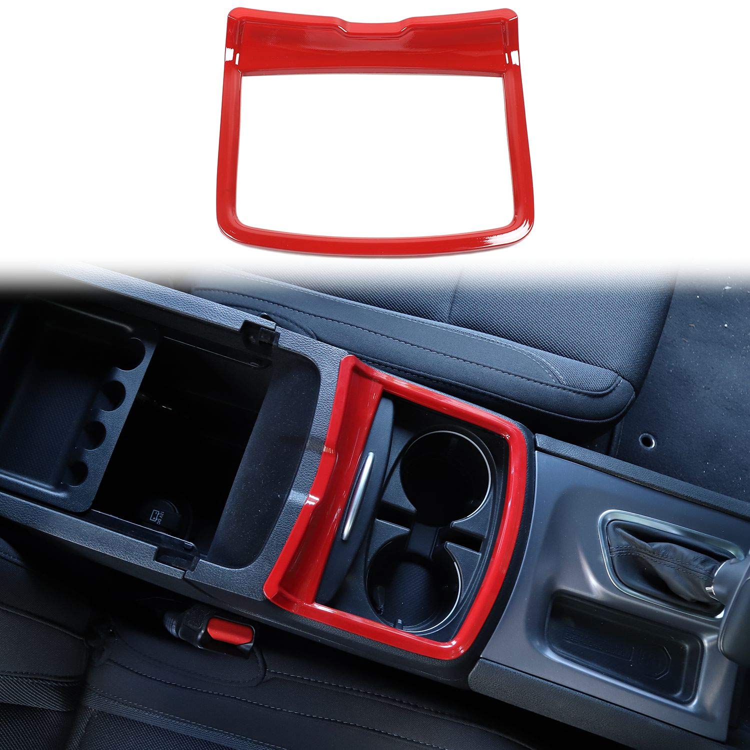 2011-2024 Dodge Charger Center Console Cup Holder Trim - ABS Red Interior Accessory for Enhanced Car Organization | Perfect for Road Trips & Daily Commutes