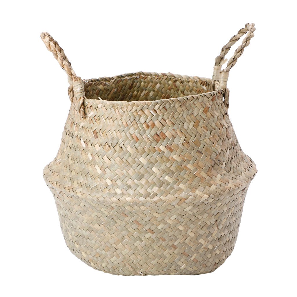 Foldable Rattan Laundry Basket - Woven Storage Hamper with Stand for Clothes, Hanging Flower Pot Organizer | Perfect for Bedroom, Bathroom & Home Decor