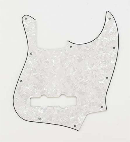 AllParts Jazz Bass Pickguard - White Pearl 3-Ply for Fender Jazz Bass Guitar - Perfect for Replacement, Customization & Stage Performance