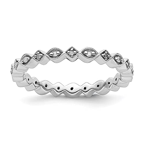 925 Sterling Silver Diamond Stackable Ring - Classic Wedding Band for Women, Elegant Fine Jewelry Gift for Her - Perfect for Anniversaries, Engagements & Everyday Wear