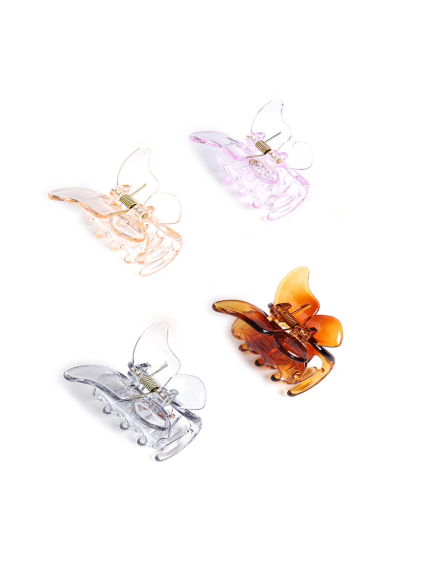 Yellow Butterfly Hair Claw Clips for Women & Girls - 4 Pack Multicolor Hair Clutches, Hair Accessories Set - Perfect for Ponytails, Buns & Everyday Styling