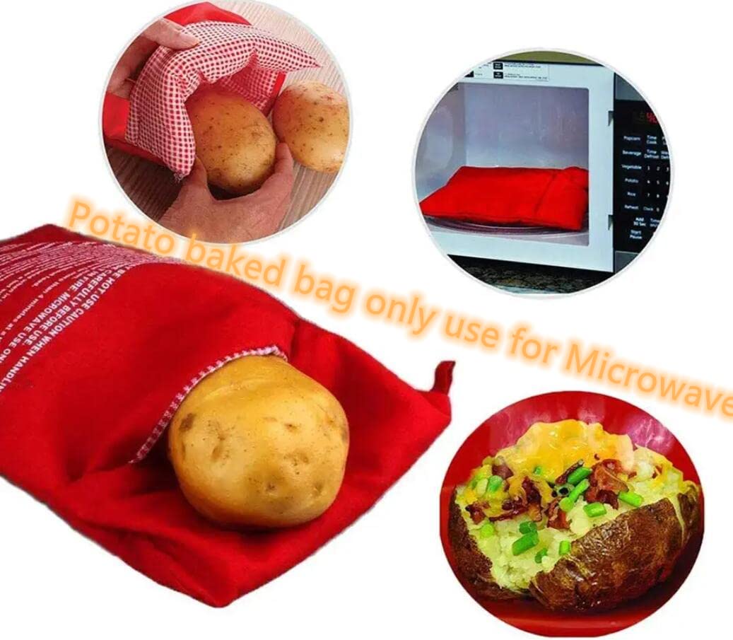 Reusable Potato Baking Rods & Microwave Cooker Bag Set – Quick & Easy Baked Potatoes with 4 Spud Spikes | Perfect for Home Cooking, Meal Prep & Parties