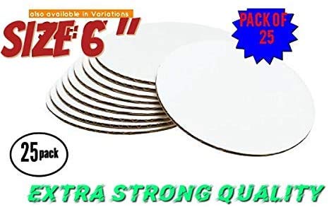 6-Inch White Round Cake Circles - 25-Pack | Sturdy Cardboard Cake Boards for Baking, Decorating & Serving | Perfect for Birthday, Wedding & Party Cakes