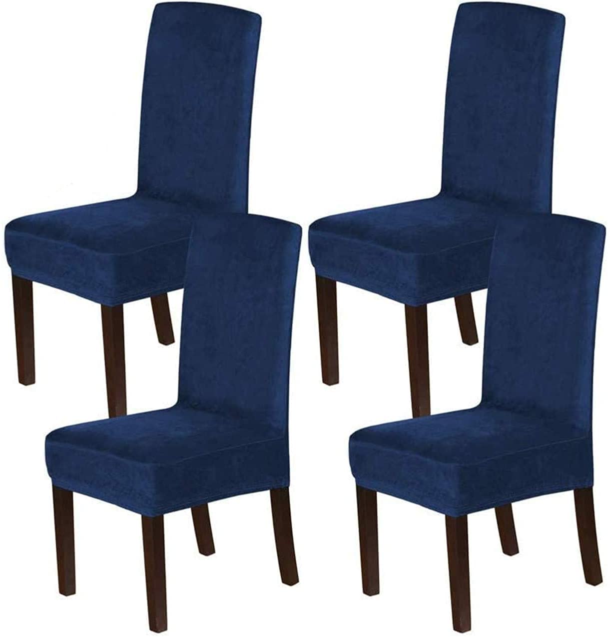 Stretch Velvet Dining Chair Covers - Set of 4, Washable Slipcovers for Home & Restaurant Use