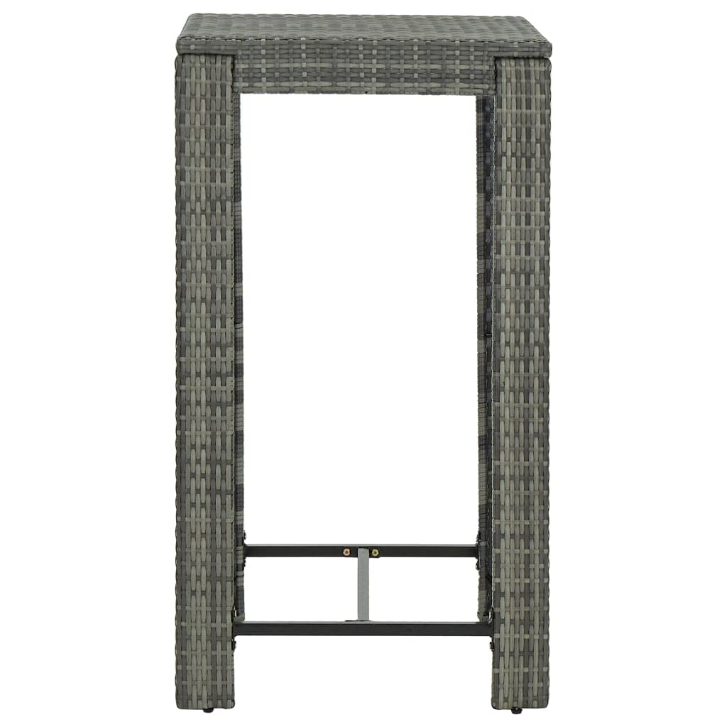 vidaXL 5-Piece Patio Bar Set - Outdoor Bistro Table & Stools with Cushions, Modern Farmhouse Style Gray Poly Rattan - Perfect for Porch, Yard, Garden & Outdoor Dining