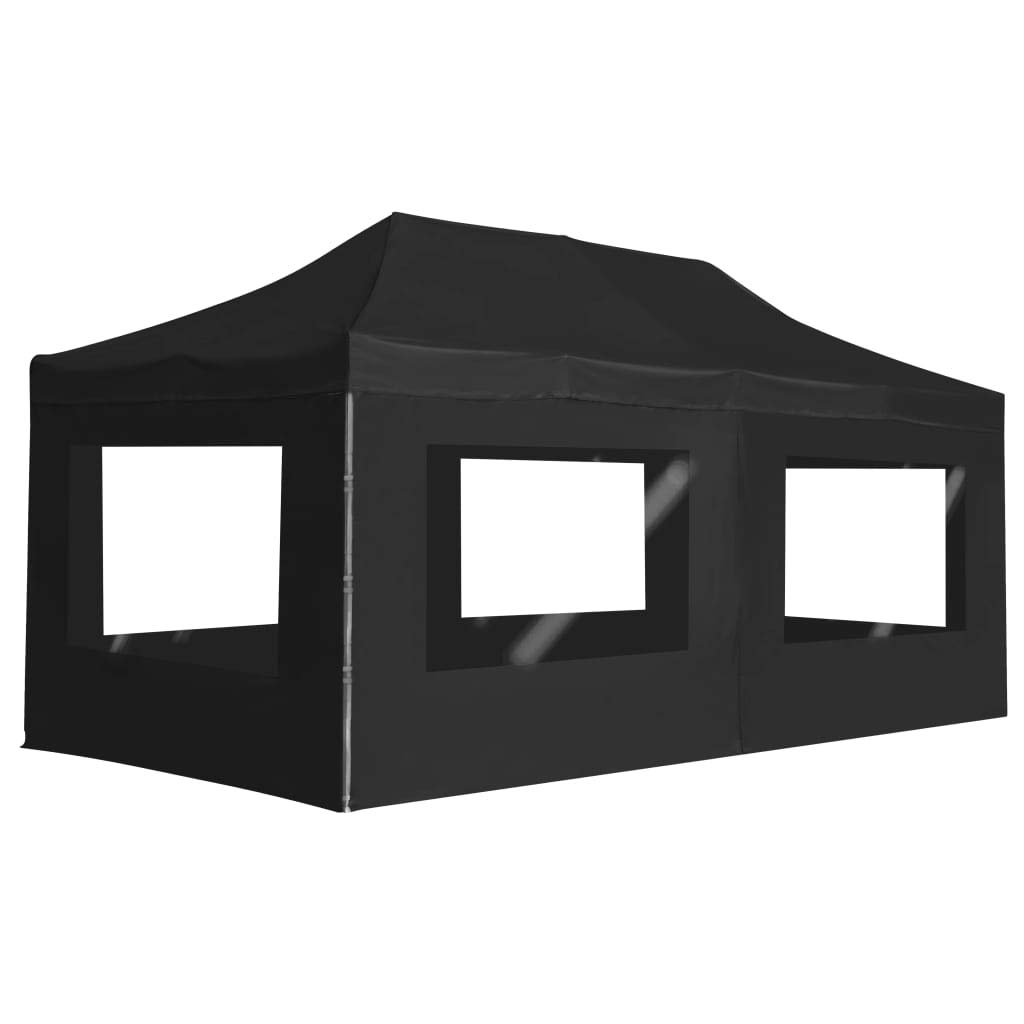 vidaXL Professional 19.7'x9.8' Folding Party Tent with Side Panels & PVC Windows - Waterproof, Rust-Resistant Aluminum Frame in Anthracite - Perfect for Weddings, BBQs, Outdoor Events & Market Stalls