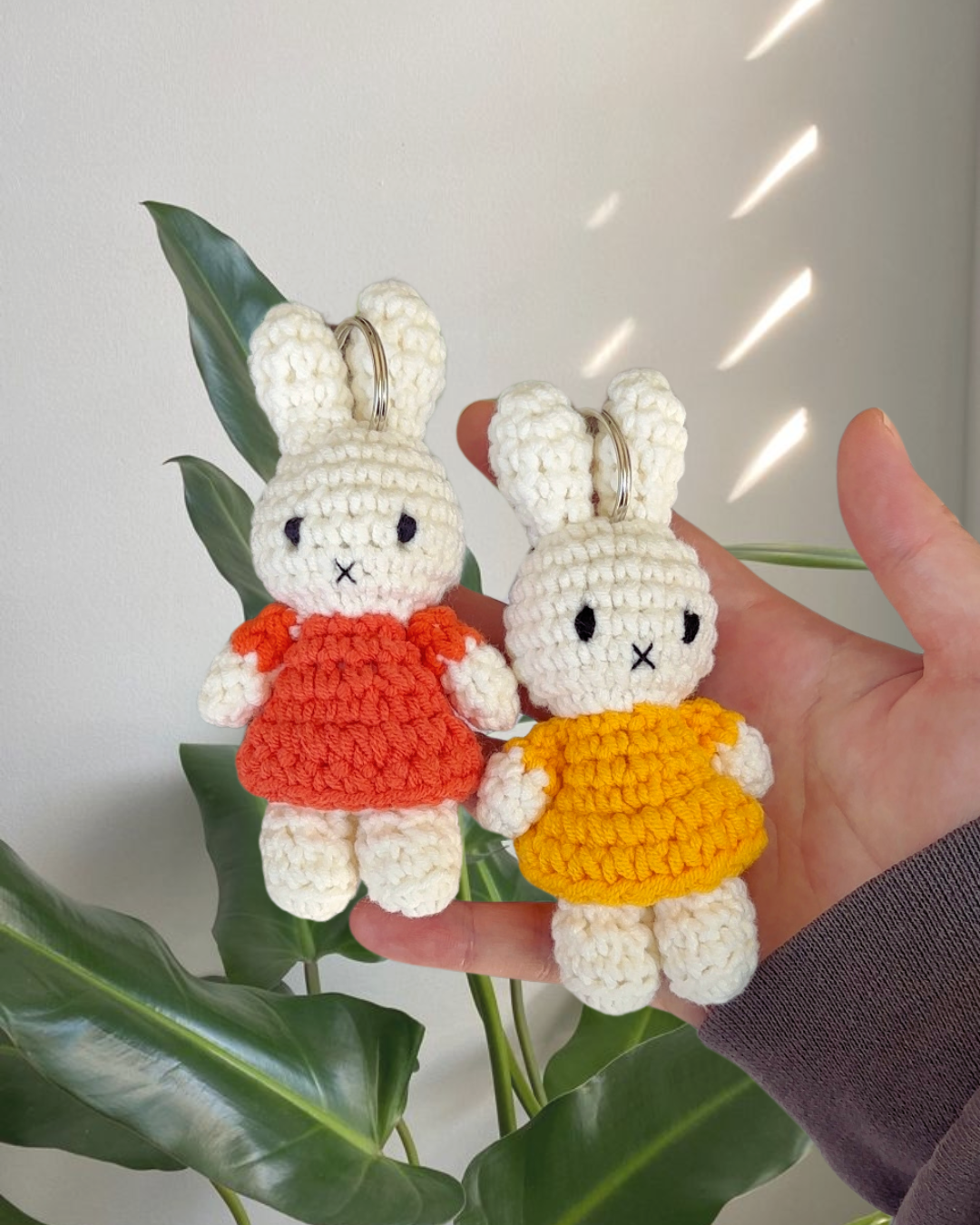 Handmade Miffy Crochet Keychain with Yellow Dress - Cute Bunny Plush Bag Charm for Keys & Backpacks | Kawaii Summer Gift for Girls, Teens & Anime Fans | Perfect for School, Travel & Everyday Use