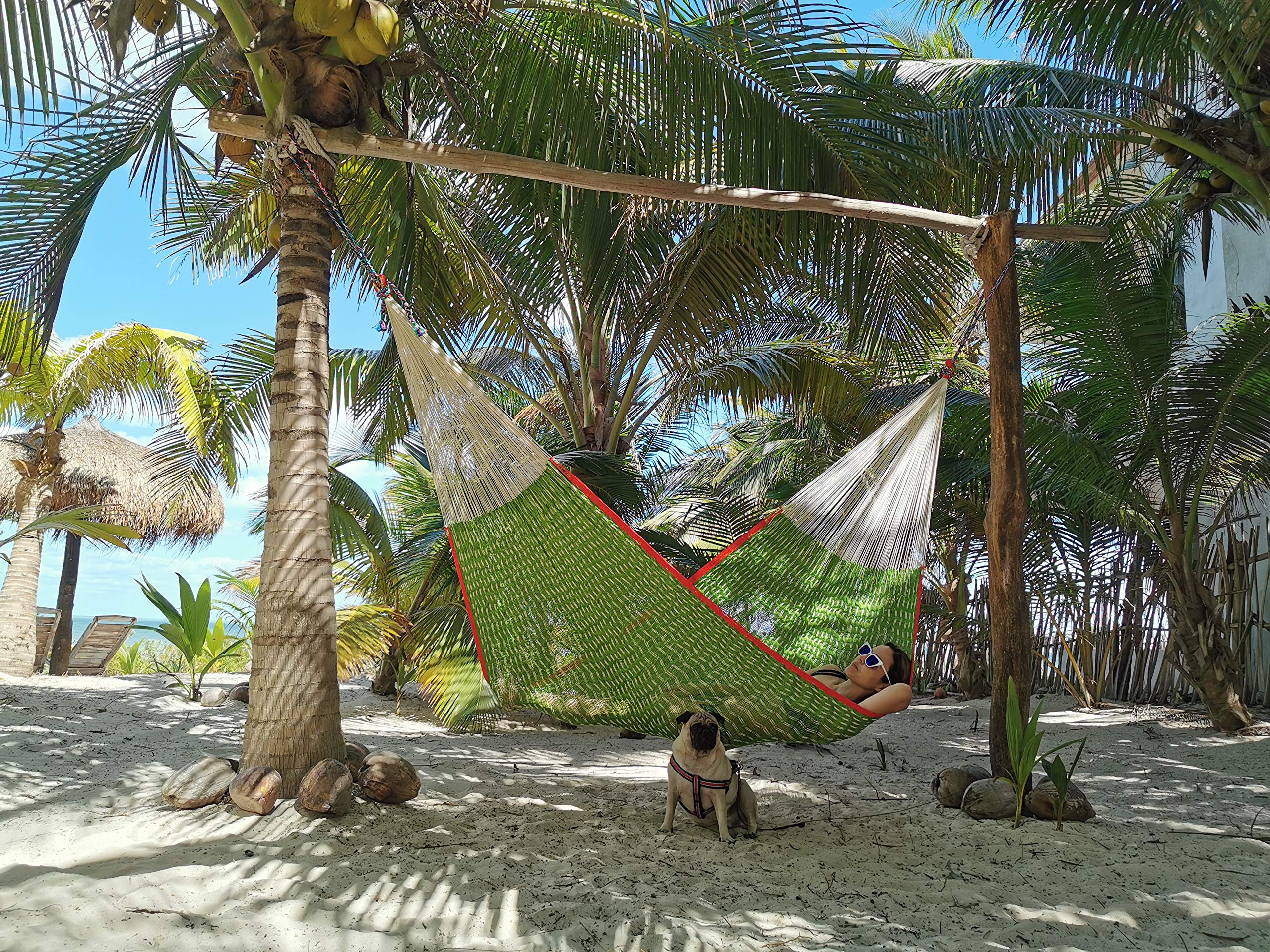 Traditional Mayan Hammock - Handwoven Nopales Hammock (Medium Size) - Premium Thick Nylon Thread for Strength & Comfort - Perfect for Backyard, Beach, Camping & Indoor Relaxation